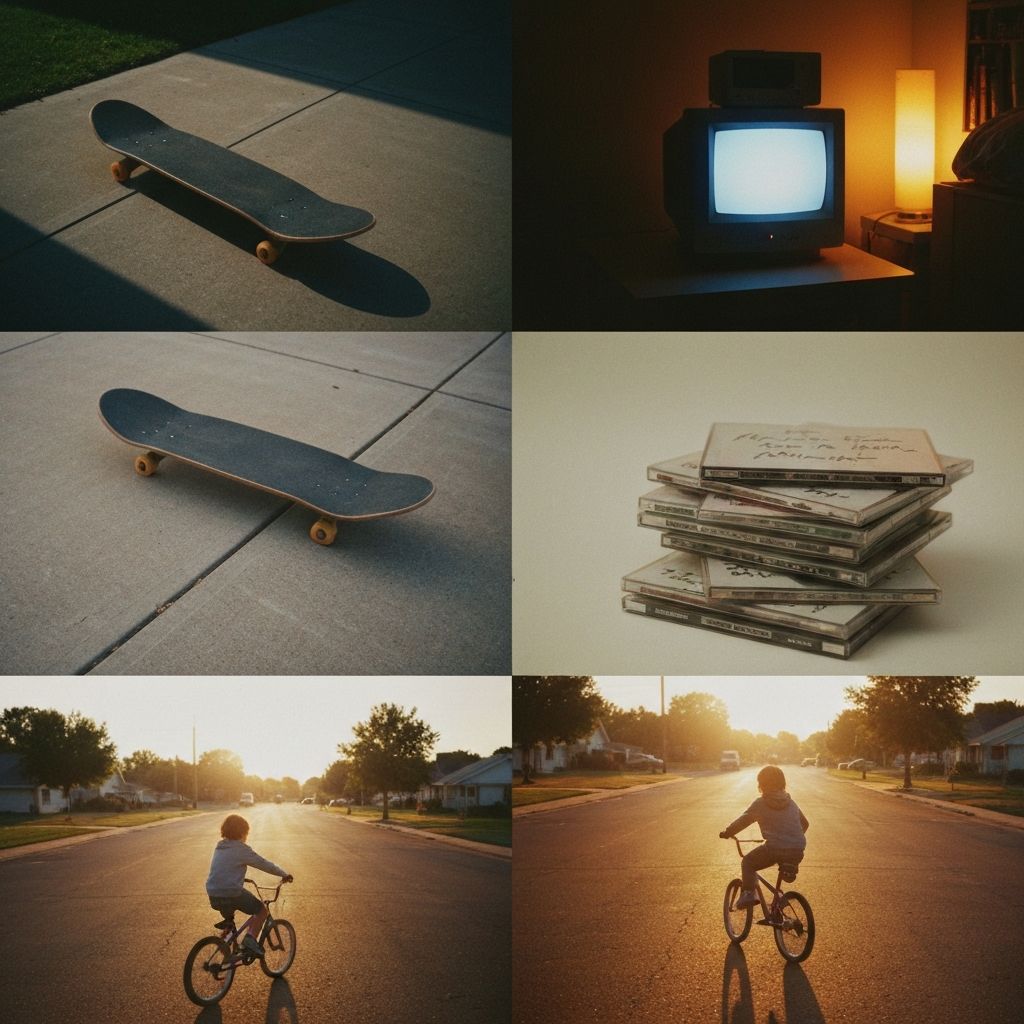 Nostalgic collage of late 90s and early 2000s memories