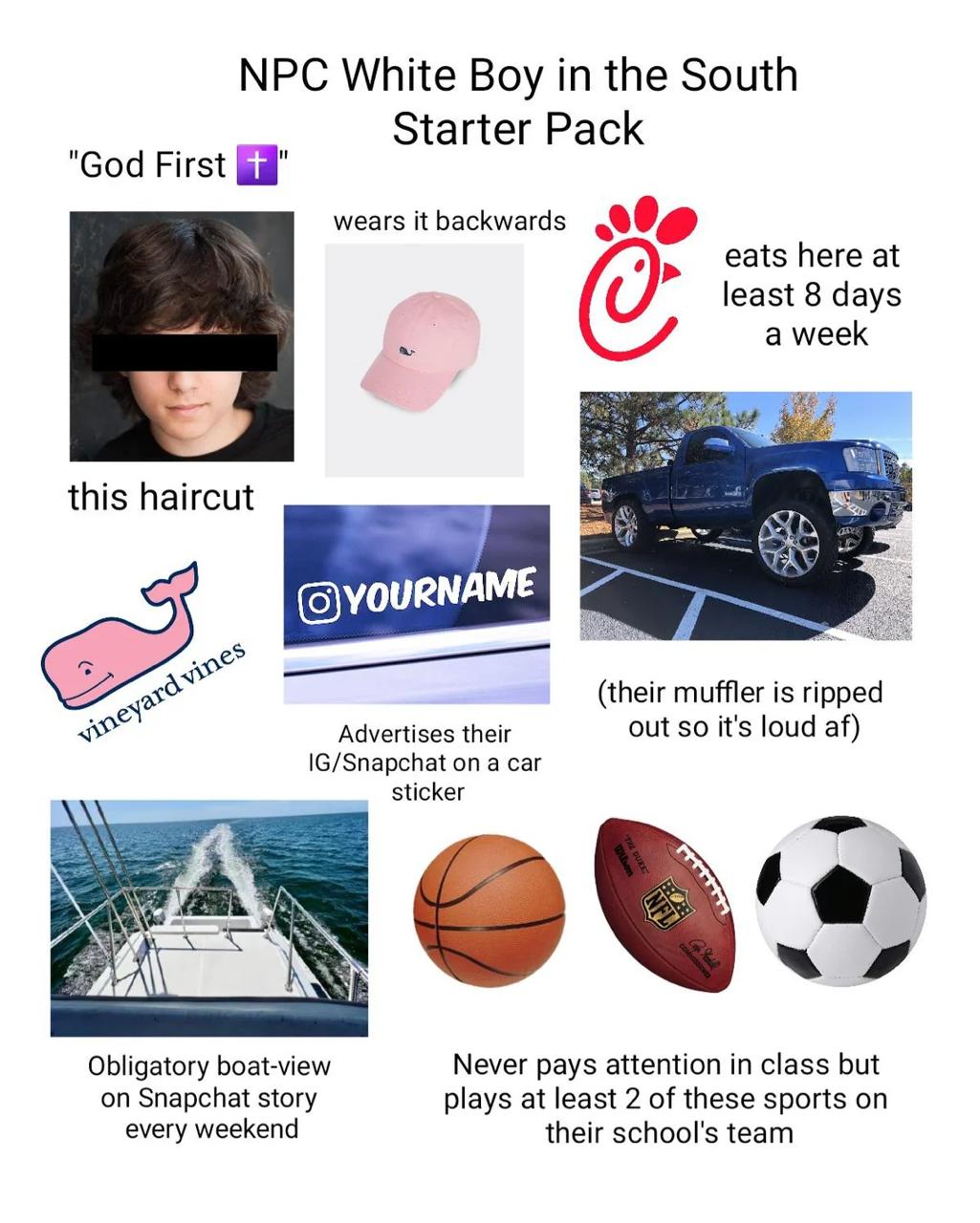 NPC white boy in the south starter pack